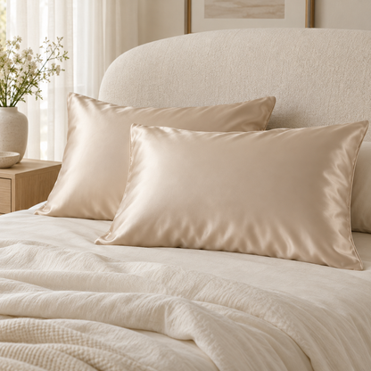 Champagne Satin Pillowcases For Refined Bedrooms