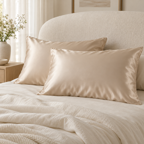 Champagne Satin Pillowcases For Refined Bedrooms