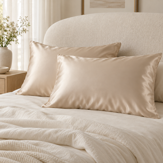 Champagne Satin Pillowcases For Refined Bedrooms