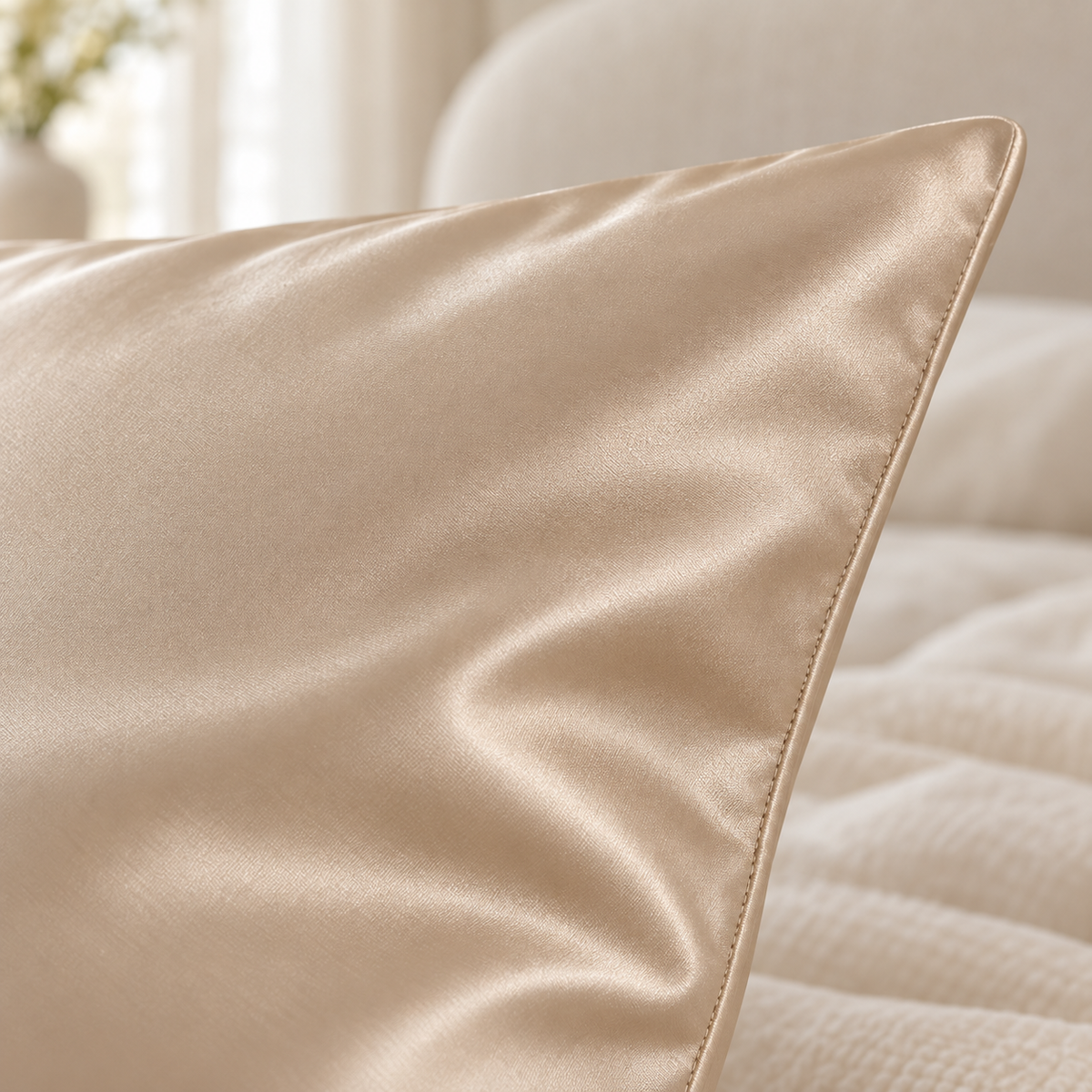 Champagne Satin Pillowcases For Refined Bedrooms