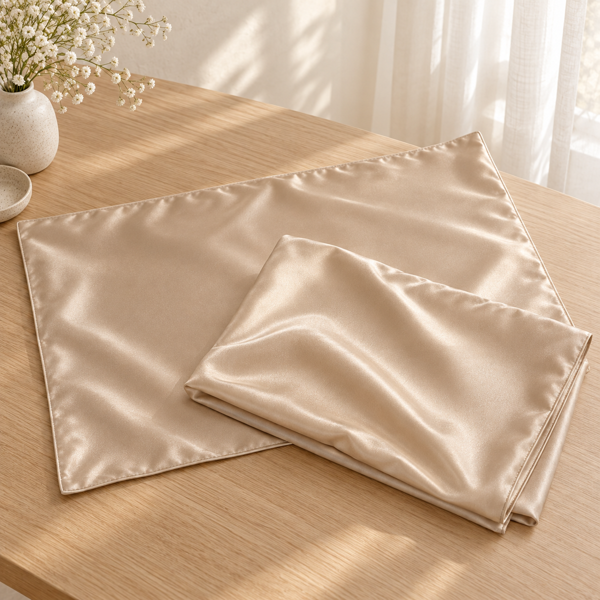 Champagne Satin Pillowcases For Refined Bedrooms