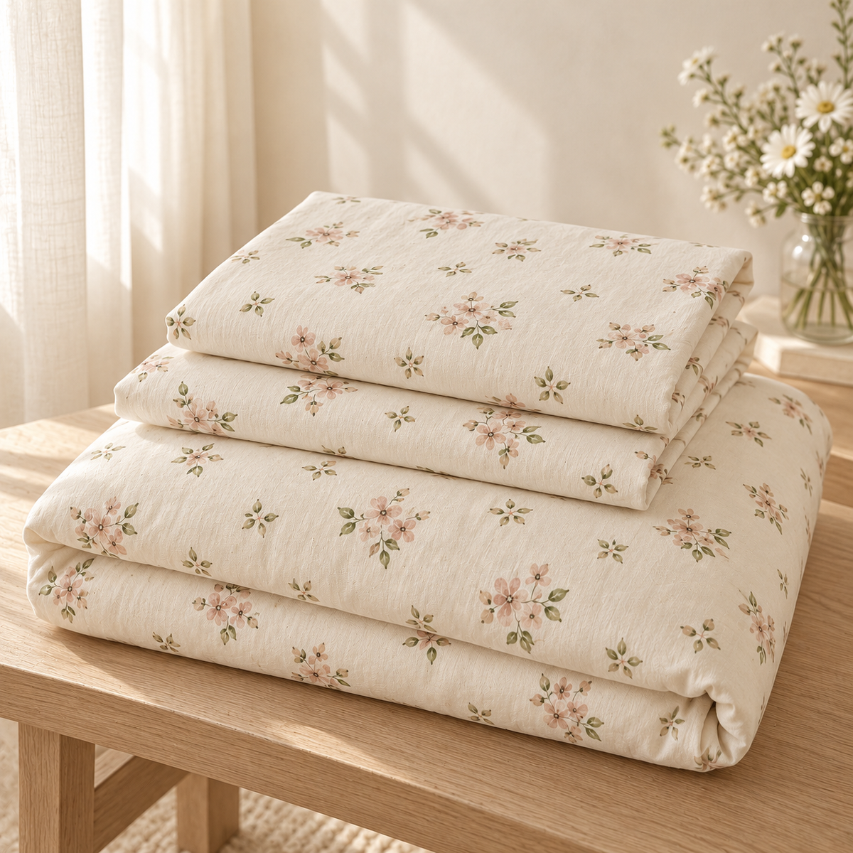 Delicate Floral Cream Duvet Cover Set