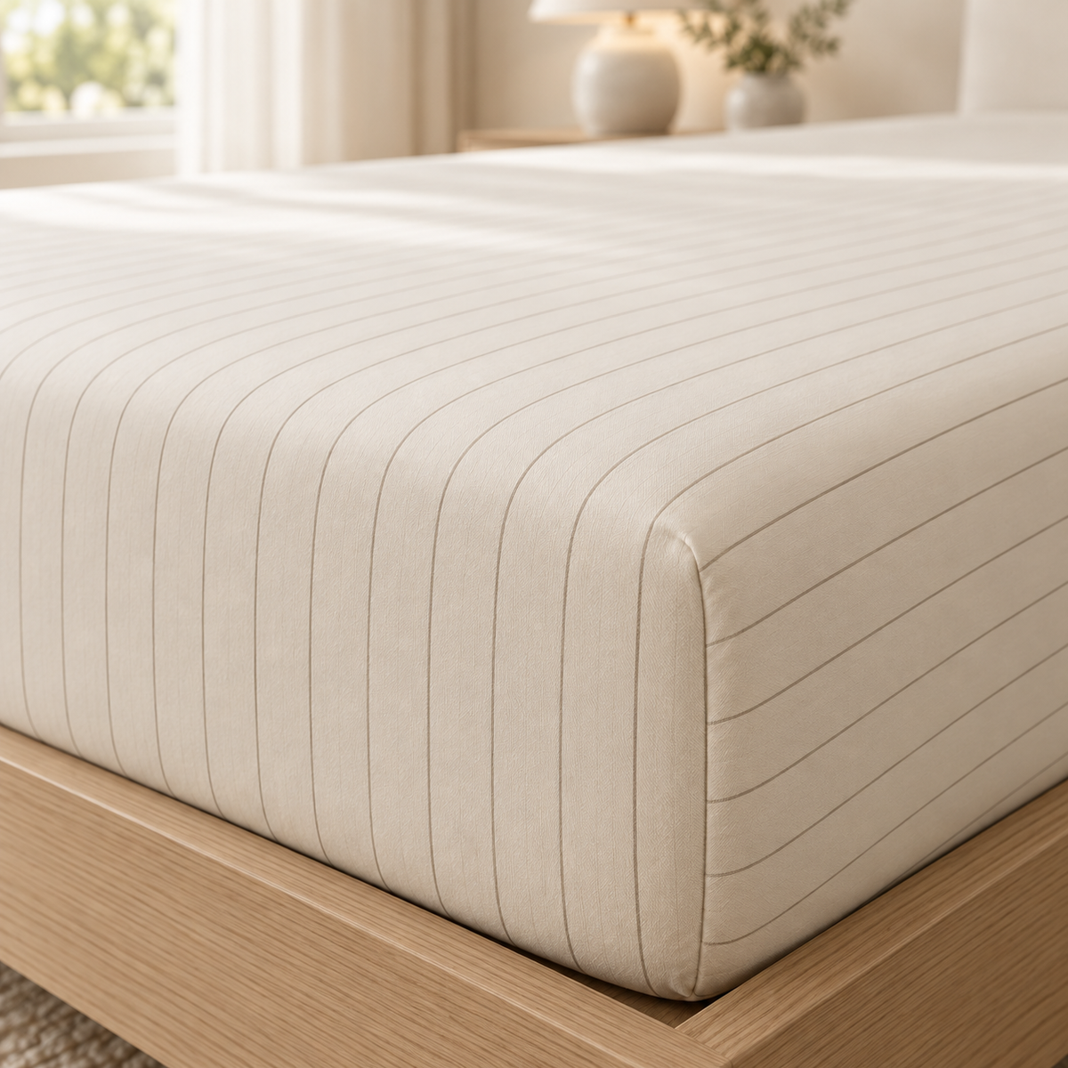 Subtle Striped Cream Sheet Pillowcase Set