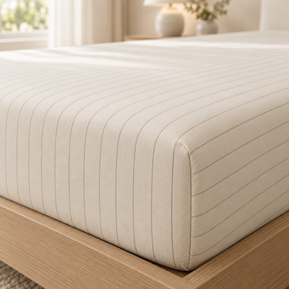 Subtle Striped Cream Sheet Pillowcase Set