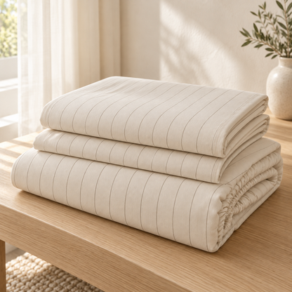 Subtle Striped Cream Sheet Pillowcase Set