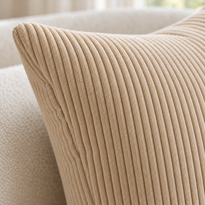 Beige Corduroy Cushion Covers For Lounging